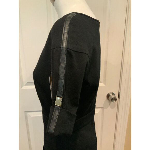 Cynthia Steffe Black Shift Dress W/Faux Leather Pockets,  Size 8 - Picture 5 of 8